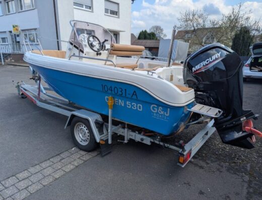 GFK Motorboot Mittelkonsole 80 PS Mercury + Trailer