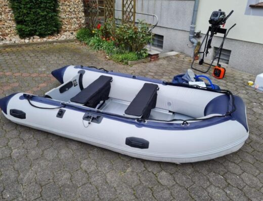 Schlauchboot grau mit Aluboden – 3,20m + Aussenborder ORANGEMARIN