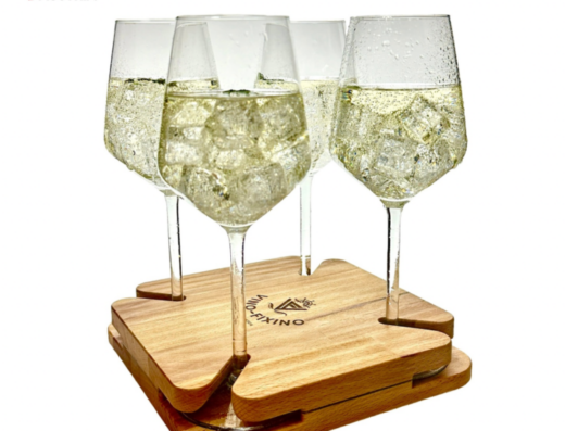 Vino-Fixino, Weinglashalter, Getränkehalter für Boote, Yachten, rutschfester Stand, mit LED Beleuchtung, ink. 4 Gläser